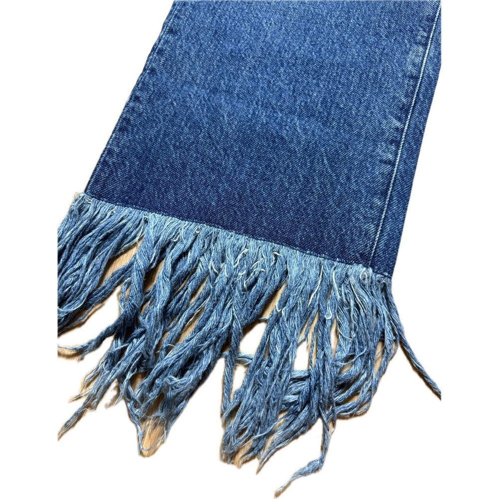 3x1 NYC Cropped Frayed Jeans Women Size 31 Medium Blue USA Made Fringe Boho Fun - Picture 6 of 10